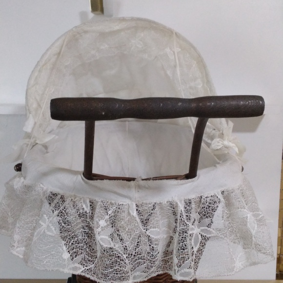 Vintage Victorian Style Baby Carriage with Lace Canopy - Picture 6 of 16